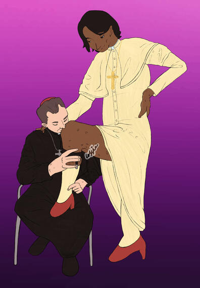 Cardinal Lawrence admiring the Pope’s new shoes (conclave)